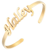 Custom Stainless Steel Name Bracelet Cuff Bangle Handwriting Script Personalized