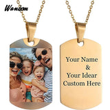 Personalized Stainless Steel Photo Necklace Engraved Name Pendant