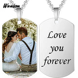 Personalized Stainless Steel Photo Necklace Engraved Name Pendant