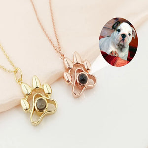Stainless Steel Dog Paw Photo Projection Necklace Christmas Mom Jewelry