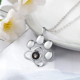 Stainless Steel Dog Paw Photo Projection Necklace Christmas Mom Jewelry