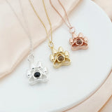 Stainless Steel Dog Paw Photo Projection Necklace Christmas Mom Jewelry