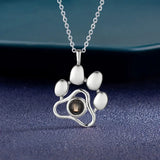 Stainless Steel Dog Paw Photo Projection Necklace Christmas Mom Jewelry