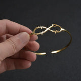 Personalized Infinity Symbol Nameplate Stainless Steel Bangle Bracelet