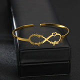 Personalized Infinity Symbol Nameplate Stainless Steel Bangle Bracelet