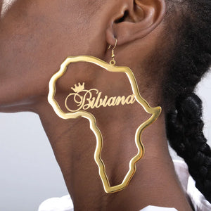 Stainless Steel African Map Earring Women Punk Jewelry Ethnic Gift
