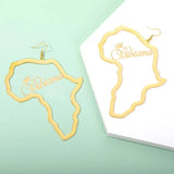 Stainless Steel African Map Earring Women Punk Jewelry Ethnic Gift