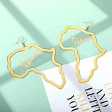 Stainless Steel African Map Earring Women Punk Jewelry Ethnic Gift