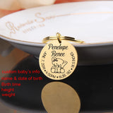Custom Baby Stats Keychain Gift - Stainless Steel