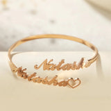 Personalized Stainless Steel Bangle with Heart Bracelet for Couples
