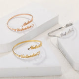 Personalized Stainless Steel Bangle with Heart Bracelet for Couples