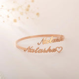 Personalized Stainless Steel Bangle with Heart Bracelet for Couples
