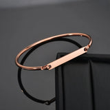 Custom Name Date Cuff Bracelet - Stainless Steel Bangle for Women