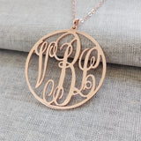 Personalized Stainless Steel Monogram Round Necklace for Women