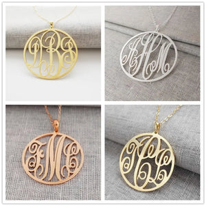 Personalized Stainless Steel Monogram Round Necklace for Women