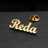 Personalized Stainless Steel Name Brooch Silver Letters Pin Badges