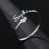 Stainless Steel Nameplate Name Bracelets for Couples Personalized Cuff Bangles