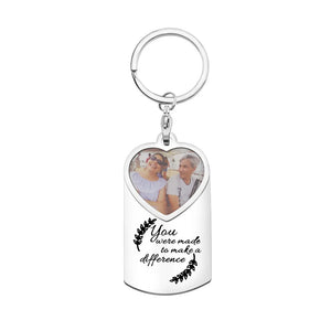 Personalized Stainless Steel Keychain Engraved Photo Name Plate Keyring
