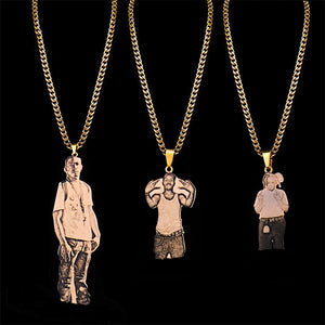 Stainless Steel Figure People Pet Photo Cat Dog Pendants Name Portrait Necklaces