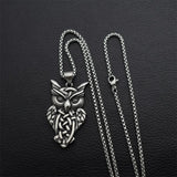 Stainless Steel Owl Pendant Necklace for Women Men