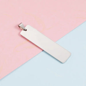 Stainless Steel Rectangle Tag Pendant Charms DIY Necklace Keychain Making
