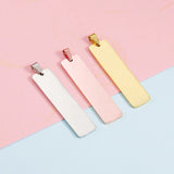 Stainless Steel Rectangle Tag Pendant Charms DIY Necklace Keychain Making