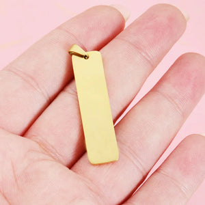 Stainless Steel Rectangle Tag Pendant Charms DIY Necklace Keychain Making