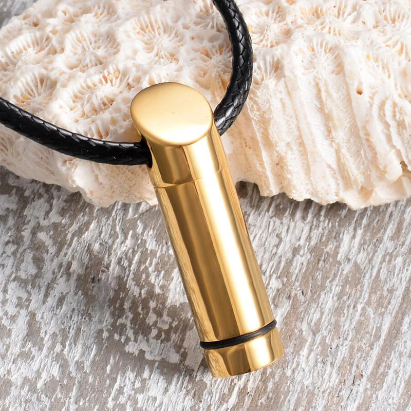 Stainless Steel Cylinder Necklace Ashes Holder Urn Jewelry