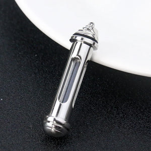 Stainless Steel Cylinder Tube Ashes Urn Pendant Jewelry
