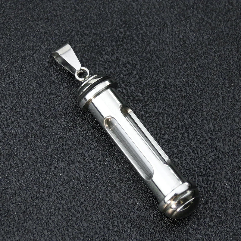 Stainless Steel Cylinder Tube Ashes Urn Pendant Jewelry