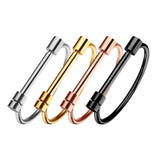 Stainless Steel D Horseshoe Hard Bracelet for Men Women