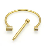 Stainless Steel D Horseshoe Hard Bracelet for Men Women
