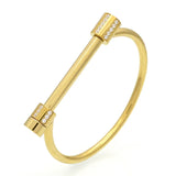 Stainless Steel D Horseshoe Hard Bracelet for Men Women