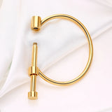 Stainless Steel D Horseshoe Hard Bracelet for Men Women