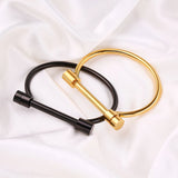Stainless Steel D Horseshoe Hard Bracelet for Men Women