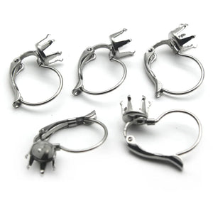 DIY French Earring Hooks 4 5 6 8 10mm Cup Settings Base Earwires Hoops Earrings