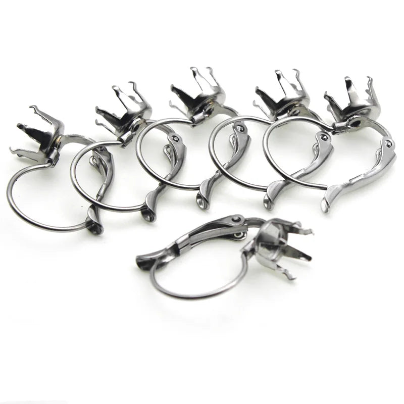 DIY French Earring Hooks 4 5 6 8 10mm Cup Settings Base Earwires Hoops Earrings