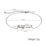 Stainless Steel Heart Name Bracelet - Adjustable Length