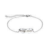 Stainless Steel Heart Name Bracelet - Adjustable Length