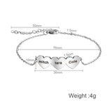 Stainless Steel Heart Name Bracelet - Adjustable Length