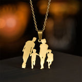 Family Necklace Stainless Steel Child Name Engraved Boy Girl Mom Dad Pendant