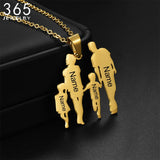 Family Necklace Stainless Steel Child Name Engraved Boy Girl Mom Dad Pendant