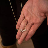 Stainless Steel Diamond Script Name Necklace, Personalized Initials Gift