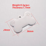 10pcs Stainless Steel Dog Bone Charm Blank for Engraving - Mirror Polished