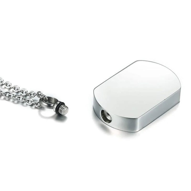 Stainless Steel Dog Tag Locket Pendant Pet Urn Cremation Memorial Keepsake