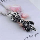 Stainless Steel Vajra Pendant Necklace Hindu Tibetan Buddhism Religious Jewelry
