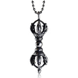 Stainless Steel Vajra Pendant Necklace Hindu Tibetan Buddhism Religious Jewelry