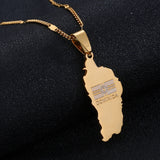 Stainless Steel Dominica Map Flag Pendant Necklace Unisex