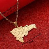 Stainless Steel Dominican Map Pendant Necklace