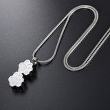 Stainless Steel Double Dog Paw Print Memorial Urn Necklace for Pet Ashes